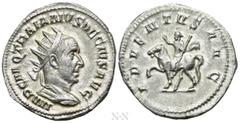 Roman Imperial Coins TRAJANUS DECIUS (249-251). Antoninianus. Rome. Obv: IMP C M Q TRAIANVS DECIVS AVG. Radiate, draped and cuirassed bust right. Rev: ADVENTVS AVG. Emperor on horseback left, raising 