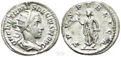 Roman Imperial Coins HERENNIUS ETRUSCUS (Caesar, 249-251). Antoninianus. Rome. Obv: Q HER ETR MES DECIVS NOB C. Radiate and draped bust right. Rev: SPES PVBLICA. Spes advancing left, holding flower an