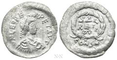 Roman Imperial Coins LEO I (457-474). Siliqua. Constantinople. Obv: D N LEO PERPET AVG. Pearl-diademed, draped, and cuirassed bust right. Rev: CONS (star). SAL / REI / PVI in three lines within wreath