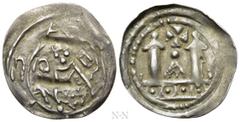 Medieval Coins AUSTRIA. Andechs-Meranier. Berthold III (1151-1188). Pfennig. Obv: Bishop facing, holding crozier and book. Rev: Church facade with two towers; cross above. CNA Ci3. Condition: Extremel