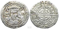 Medieval Coins ENGLAND. Henry VI (First reign, 1422-1461). Groat. Calais. Obv: ҺЄҺRIC DI GRA RЄX AҺGL Z FRAҺC. Crowned facing bust within tressure of arches. Rev: POSVI DЄVM ADIVTORЄ MЄVM / VIL LA CAL