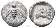 Greek Coins IONIA. Ephesos. Tetartemorion (Circa 500-420 BC). Obv: Bee. Rev: Head of eagle left within incuse square. Karwiese Series IV, Type 3 var. (ethnic on rev.); SNG Kayhan -. Condition: Extreme