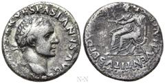 Roman Imperial Coins VESPASIAN (69-79). Denarius. Uncertain mint, possibly Illyricum. Obv: IMP CAESAR VESPASIANVS AVG. Laureate head right. Rev: TITVS ET DOMITIANVS PRIN IV. Titus and Domitian seated 