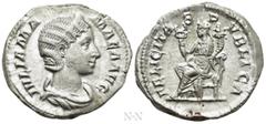 Roman Imperial Coins JULIA MAMAEA (Augusta, 222-235). Denarius. Rome. Obv: IVLIA MAMAEA AVG. Draped bust right, wearing stephane. Rev: FELICITAS PVBLICA. Felicitas seated left, holding caduceus and co