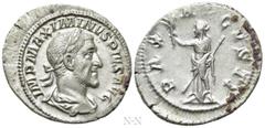 Roman Imperial Coins MAXIMINUS THRAX (235-238). Denarius. Rome. Obv: IMP MAXIMINVS PIVS AVG. Laureate, draped and cuirassed bust right. Rev: PAX AVGVSTI. Pax standing left, holding branch and sceptre.