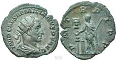 Roman Imperial Coins AEMILIAN (253). Antoninianus. Rome. Obv: IMP CAES AEMILIANVS P F AVG. Radiate, draped and cuirassed bust right. Rev: P M TR P I P P. Aemilian standing left, sacrificing over tripo