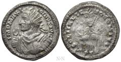 Roman Imperial Coins MAXIMINUS II DAIA (310-313). BI Argenteus. Treveri. Obv: IMP MAXIMINVS AVG. Radiate, draped and cuirassed bust left, raising hand and holding globus. Rev: SOLI INVICTO COMITI / PT