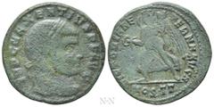 Roman Imperial Coins MAXENTIUS (307-312). Follis. Ostia. Obv: IMP C MAXENTIVS P F AVG. Laureate head right. Rev: VICTORIA AETERNA AVG N / MOSTT. Victory advancing left with wreath and palm branch. RIC