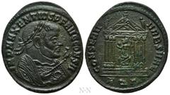 Roman Imperial Coins MAXENTIUS (307-312). Follis. Aquileia. Obv: IMP MAXENTIVS P F AVG CONS II. Laureate and mantled bust right, holding eagle-tipped sceptre. Rev: CONSERV VRB SVAE / AQΓ. Roma seated 