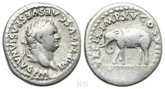 Roman Imperial Coins TITUS (79-81). Denarius. Rome. Obv: IMP TITVS CAES VESPASIAN AVG P M. Laureate head right. Rev: TR P IX IMP XV COS VIII P P. Elephant advancing left. RIC² 115. Condition: Near ver