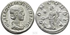 Roman Imperial Coins AQUILIA SEVERA (Augusta, 220-221 & 221-222). Denarius. Rome. Obv: IVLIA AQVILIA SEVERA AVG. Draped bust right. Rev: CONCORDIA. Concordia standing left, holding double cornucopia a