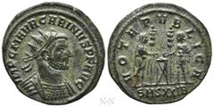 Roman Imperial Coins CARINUS (283-285). Antoninianus. Siscia. Obv: IMP C M AVR CARINVS P F AVG. Radiate and cuirassed bust right. Rev: VOTA PVBLICA / SMSXXIB. Carus and Carinus, each holding signum an