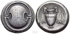Greek Coins BOEOTIA. Thebes. Stater (Circa 368-364 BC). Klion-, magistrate. Obv: Boeotian shield. Rev: KΛ - IΩN. Amphora within incuse circle. BCD Boiotia 533; HGC 4, 1332. Condition: Very fine. Weigh