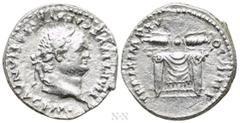 Roman Imperial Coins TITUS (79-81). Denarius. Rome. Obv: IMP TITVS CAES VESPASIAN AVG P M. Laureate head right. Rev: TR P IX IMP XV COS VIII P P. Pulvinar (throne) of Jupiter and Juno: square seat, dr