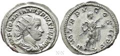 Roman Imperial Coins GORDIAN III (238-244). Antoninianus. Rome. Obv: IMP GORDIANVS PIVS FEL AVG. Radiate, draped and cuirassed bust right. Rev: P M TR P V COS II P P. Gordian in military dress standin