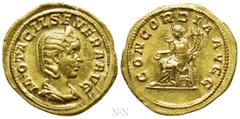 Roman Imperial Coins OTACILIA SEVERA (Augusta, 244-249). GOLD Aureus. Rome. Obv: M OTACIL SEVERA AVG. Draped bust right, wearing stephane. Rev: CONCORDIA AVGG. Concordia seated left, holding patera an
