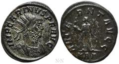 Roman Imperial Coins CARINUS (283-285). Antoninianus. Rome. Obv: IMP CARINVS P F AVG. Radiate and cuirassed bust right. Rev: AETERNT AVGG (sic!) / KAΓ. Aeternitas standing left, holding phoenix upon g