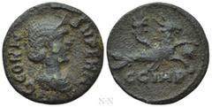 Roman Provincial Coins MYSIA. Parium. Cornelia Supera (Augusta, 253). Ae. Obv: G CORN SVPERA AVG. Diademed and draped bust right. Rev: C G I H P. Capricorn right, holding globe; cornucopia above. RPC 
