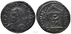 Roman Imperial Coins MAXENTIUS (307-312). Follis. Rome. Obv: IMP C MAXENTIVS P F AVG. Laureate bust left, holding shield and spear over shoulder. Rev: CONSERV VRB SVAE / H / REP. Roma seated facing, h