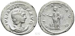 Roman Imperial Coins JULIA MAESA (Augusta, 218-224/5). Antoninianus. Rome. Obv: IVLIA MAESA AVG. Draped bust right, wearing stephane and set upon crescent. Rev: PIETAS AVG. Pietas standing left, holdi