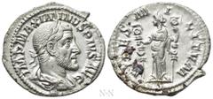 Roman Imperial Coins MAXIMINUS THRAX (235-238). Denarius. Rome. Obv: IMP MAXIMINVS PIVS AVG. Laureate, draped and cuirassed bust right. Rev: FIDES MILITVM. Fides standing left, holding signum in each 