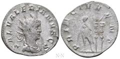 Roman Imperial Coins SALONINUS (Caesar, 258-260). Antoninianus. Mediolanum. Obv: SAL VALERIANVS CS. Radiate and draped bust right. Rev: PRINC IVVENT. Saloninus standing left, holding baton in right ha