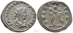 Roman Imperial Coins SALONINUS (Caesar, 258-260). Antoninianus. Samosata. Obv: SALON VALERIANVS NOB CAES. Radiate, draped and cuirassed bust right. Rev: SPES PVBLICA. Saloninus, holding sceptre, and S