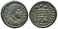 Roman Imperial Coins CRISPUS (Caesar, 316-326). Follis. Heraclea. Obv: CRISPVS NOB CAES. Laureate, draped and cuirassed bust right. Rev: PROVIDENTIAE CAESS / SMHΓ. Campgate with two turrets; star abov