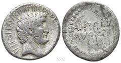 Roman Republican Coins MARK ANTONY. Denarius (32 BC). Athens. Obv: ANTON AVG IMP III COS DES III V R P C. Bare head right. Rev: ANTONIVS / AVG IMP III. Legend in two lines. Crawford 542/2. Condition: 