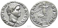 Roman Imperial Coins OTHO (69). Denarius. Rome. Obv: IMP M OTHO CAESAR AVG TR P. Bare head right. Rev: VICTORIA OTHONIS. Victory advancing right, holding wreath and palm frond. RIC² 14. Condition: Ext