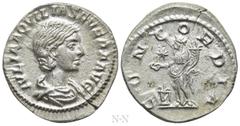 Roman Imperial Coins AQUILIA SEVERA (Augusta, 220-221 & 221-222). Denarius. Rome. Obv: IVLIA AQVILIA SEVERA AVG. Draped bust right. Rev: CONCORDIA. Concordia standing left, holding double cornucopia a