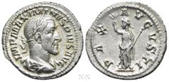 Roman Imperial Coins MAXIMINUS THRAX (235-238). Denarius. Rome. Obv: IMP MAXIMINVS PIVS AVG. Laureate, draped and cuirassed bust right. Rev: PAX AVGVSTI. Pax standing left, holding branch and transver