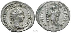 Roman Imperial Coins HOSTILIAN (Caesar, 250-251). Antoninianus. Rome. Obv: C VALENS HOSTIL MES QVINTVS N C. Radiate and draped bust right. Rev: PRINCIPI IVVENTVTIS. Emperor standing facing, head left,