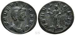 Roman Imperial Coins SEVERINA (Augusta, 270-275). Denarius. Rome. Obv: SEVERINA AVG. Draped bust right, wearing stephane. Rev: VENVS FELIX / Γ. Venus standing left, holding uncertain object (perfume b