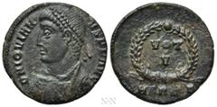 Roman Imperial Coins JOVIAN (363-364). Follis. Heraclea. Obv: D N IOVIANVS P F AVG. Diademed, draped and cuirassed bust left. Rev: VOT V / HERAC[...]. Legend in two lines within wreath. RIC 108. Condi