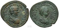 Roman Provincial Coins CILICIA. Mallus. Caracalla with Geta as Caesar (198-217). Ae. Obv: AYTO KAI MAPKON AYPH ANTωNЄINO. Laureate, draped and cuirassed bust of Caracalla right. Rev: ΛOY CЄ ΓЄTAN KAIC
