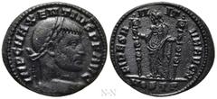 Roman Imperial Coins MAXENTIUS (307-312). Follis. Ostia. Obv: IMP C MAXENTIVS P F AVG. Laureate head right. Rev: FIDES MILITVM AVG N / MOSTP. Fides standing facing, head left, holding signum in each h