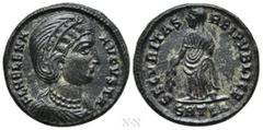 Roman Imperial Coins HELENA (Augusta, 324-328/30). Follis. Thessalonica. Obv: FL HELENA AVGVSTA. Diademed and mantled bust right. Rev: SECVRITAS REIPVBLICE / SMTSA. Securitas standing left, holding br