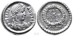 Roman Imperial Coins GRATIAN (367-383). Siliqua. Antioch. Obv: D N GRATIANVS AVG. Pearl-diademed, draped and cuirassed bust right. Rev: VOT / X / MVLT / XX / •ANTH. Legend in four lines within wreath.
