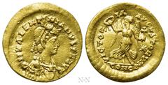 Roman Imperial Coins VALENTINIAN III (425-455). GOLD Tremissis. Constantinople. Obv: D N VALENTINIANVS P F AVG. Diademed, draped and cuirassed bust right. Rev: VICTORIA AVGVSTORVM / CONOB. Victory adv