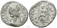 Roman Imperial Coins ORBIANA (Augusta, 225-227). Denarius. Rome. Obv: SALL BARBIA ORBIANA AVG. Draped bust right, wearing stephane. Rev: CONCORDIA AVGG. Concordia seated left on throne, holding patera