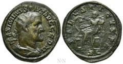 Roman Imperial Coins MAXIMINUS THRAX (235-238). Dupondius. Rome. Obv: MAXIMINVS PIVS AVG GERM. Radiate, draped and cuirassed bust right. Rev: SALVS AVGVSTI / S C. Salus seated left, feeding out of pat