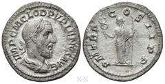 Roman Imperial Coins PUPIENUS (238). Denarius. Rome. Obv: IMP C M CLOD PVPIENVS AVG. Laureate, draped and cuirassed bust right. Rev: P M TR P COS II P P. Felicitas standing left, holding caduceus and 