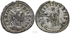 Roman Imperial Coins CARINUS (Caesar, 282-283). Antoninianus. Lugdunum. Obv: CARINVS NOBIL CAES. Radiate, draped and cuirassed bust right. Rev: PRINCIPI IVVENTVT. Carinus standing left, holding globe 