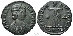 Roman Imperial Coins GALERIA VALERIA (Augusta, 293-311). Follis. Thessalonica. Obv: GAL VALERIA AVG. Diademed and mantled bust right, wearing necklace. Rev: VENERI VICTRICI / (star) - Δ / •SM•TS•. Ven