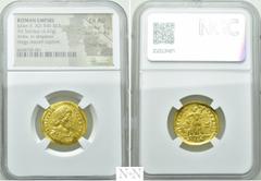 Roman Imperial Coins JULIAN II APOSTATA (360-363). GOLD Solidus. Arelate. Obv: FL CL IVLIANVS P P AVG. Pearl-diademed, draped and cuirassed bust right. Rev: VIRTVS EXERC GALL / KONSTAN. Soldier standi