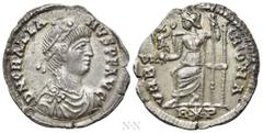 Roman Imperial Coins GRATIAN (367-383). Siliqua. Rome. Obv: D N GRATIANVS P F AVG. Pearl-diademed, draped and cuirassed bust right. Rev: VRBS ROMA / R (star) P. Roma seated left on throne, holding Vic