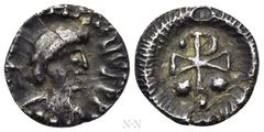 Byzantine Coins JUSTINIAN I (527-565). 1/4 Siliqua(?). Ravenna (or imitative?). Obv: Diademed bust right, wearing robe. Rev: Large staurogram; star to left and right; pellet to upper left; all within 