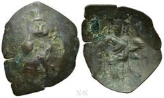 Medieval Coins BULGARIA. Second Empire. Konstantin I Asen (1257-1277). Ae Trachy. Obv: Nimbate bust of Christ facing. Rev: Konstantin standing facing, holding labarum and globus cruciger. D&D 3.1.1-2.