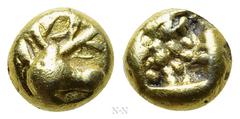 Greek Coins IONIA. Ephesos. Phanes (Circa 625-600 BC). Fourrèe 1/96 Stater. Obv: Head of stag right. Rev: Incuse square punch, with irregular markings. SNG von Aulock -, cf. 7788 (1/48 Stater); Weidau